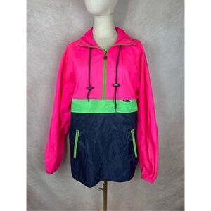 Vintage 90s Neon Windbreaker Jacket Neon Pink Men’s Medium